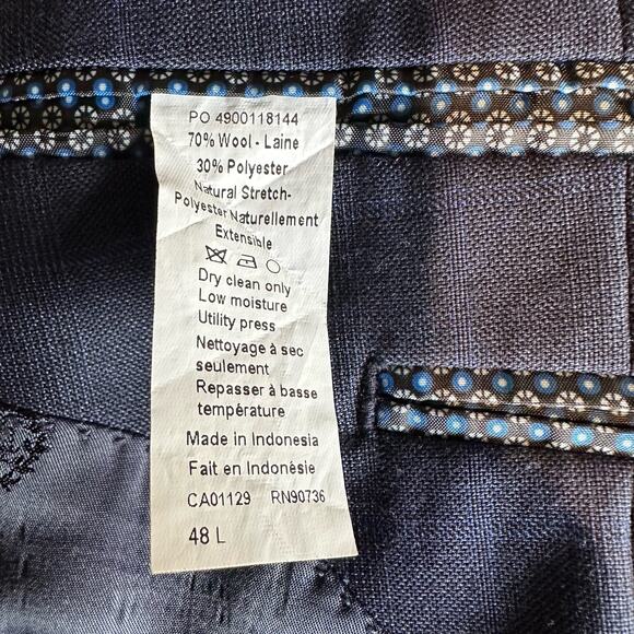 Lauren Ralph Lauren Ultraflex LONG Wool Blend 2 Button Suit Blazer Blue 46L - Picture 7 of 13